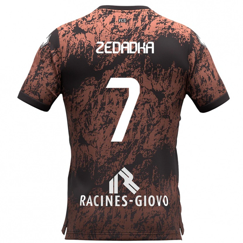 Danxen Bambino Maglia Karim Zedadka #7 Marrone Nero Kit Gara Away 2025/26 Maglietta