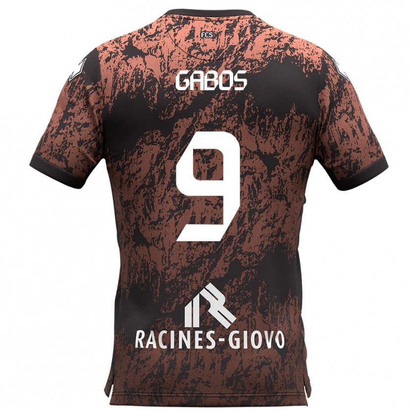 Danxen Bambino Maglia Ricky Gabos #9 Marrone Nero Kit Gara Away 2025/26 Maglietta
