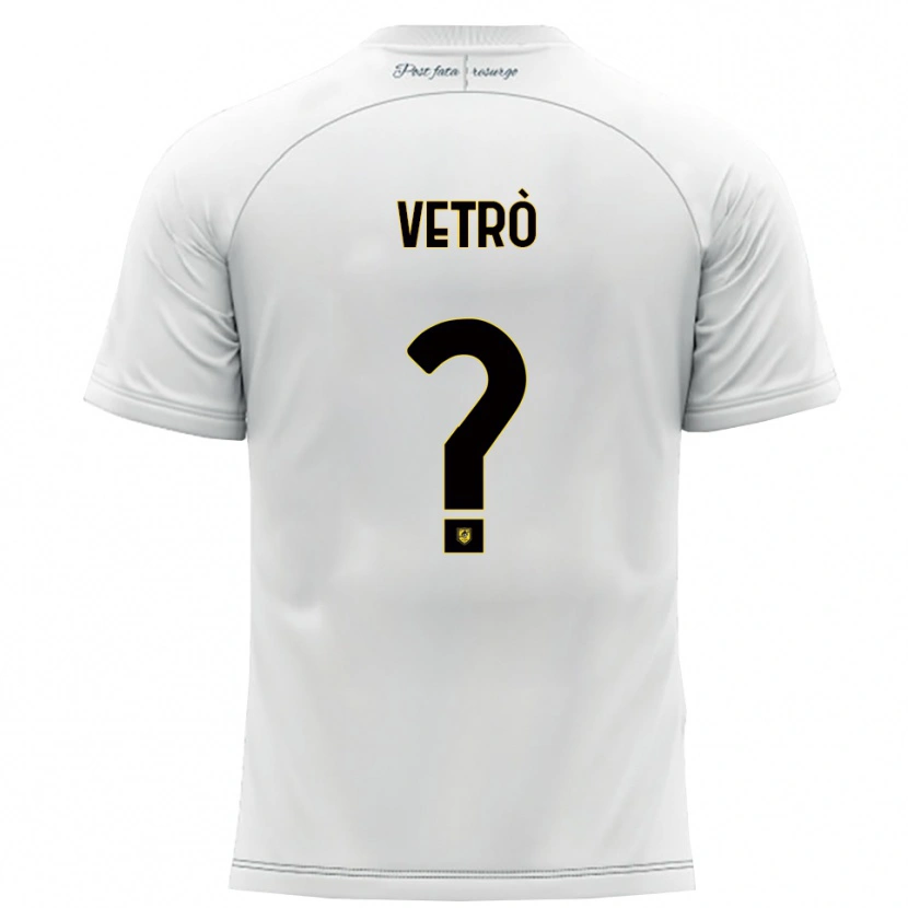 Danxen Bambino Maglia Antonio Vetrò #0 Bianco Giallo Kit Gara Away 2025/26 Maglietta