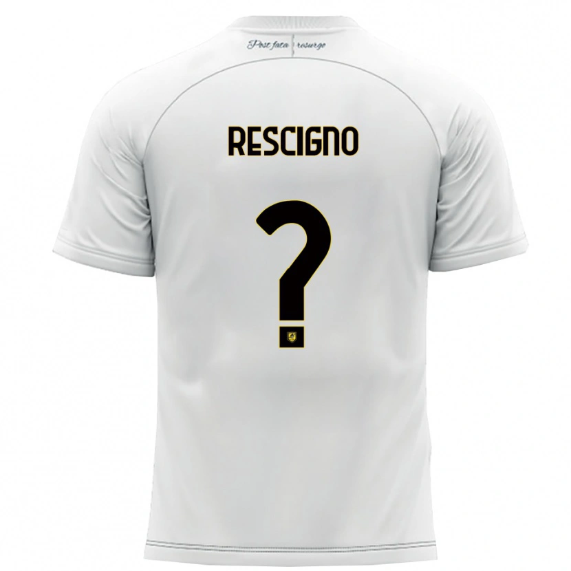 Danxen Bambino Maglia Carlo Rescigno #0 Bianco Giallo Kit Gara Away 2025/26 Maglietta