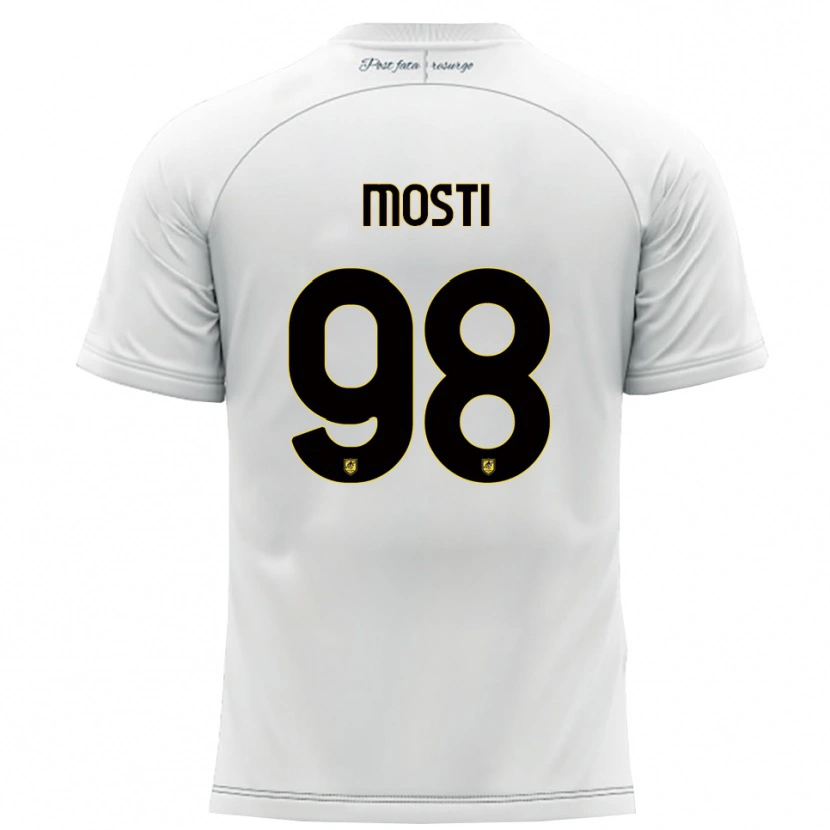 Danxen Bambino Maglia Nicola Mosti #98 Bianco Giallo Kit Gara Away 2025/26 Maglietta