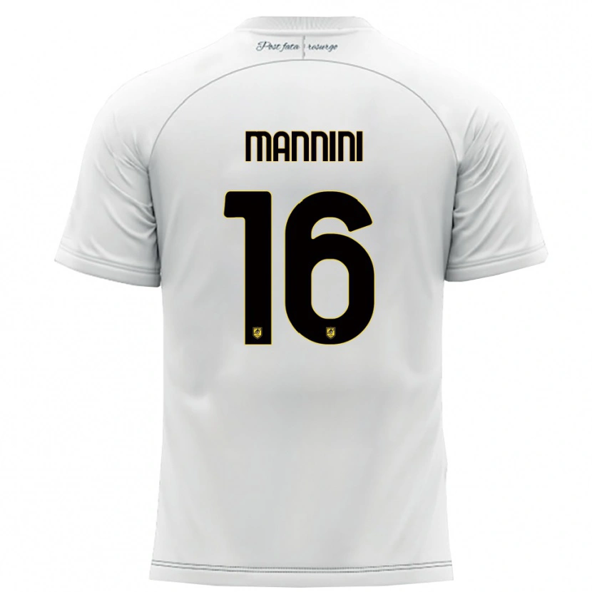 Danxen Bambino Maglia Mattia Mannini #16 Bianco Giallo Kit Gara Away 2025/26 Maglietta