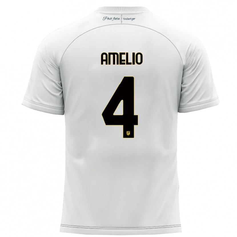 Danxen Bambino Maglia Ciro Amelio #4 Bianco Giallo Kit Gara Away 2025/26 Maglietta