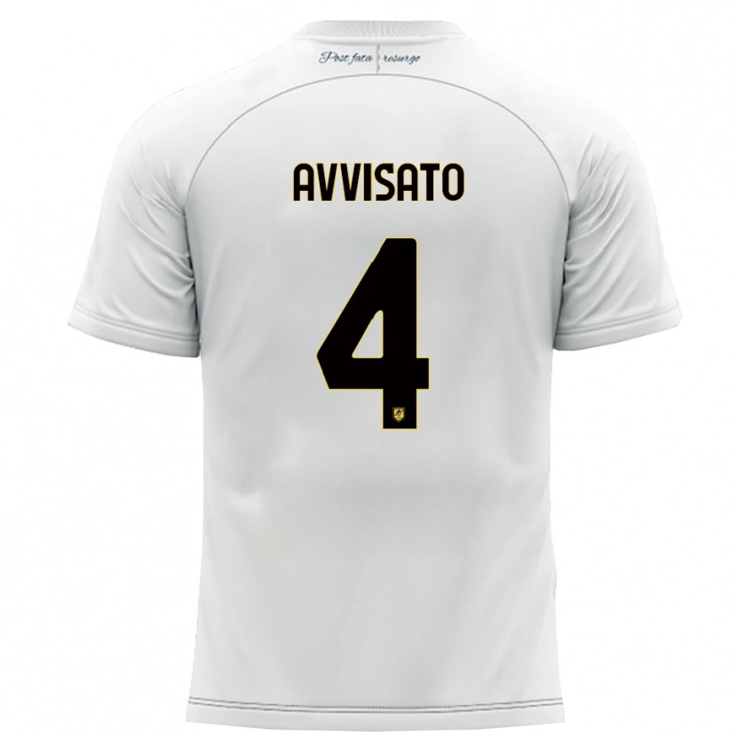 Danxen Bambino Maglia Tommaso Avvisato #4 Bianco Giallo Kit Gara Away 2025/26 Maglietta