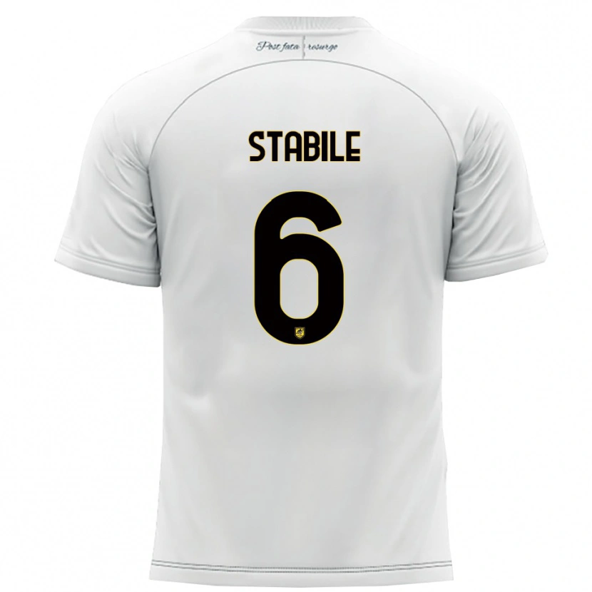 Danxen Bambino Maglia Giacomo Stabile #6 Bianco Giallo Kit Gara Away 2025/26 Maglietta