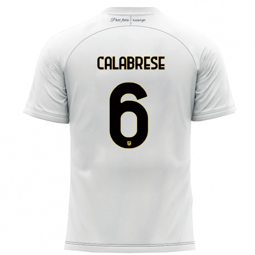 Danxen Bambino Maglia Daniele Calabrese #6 Bianco Giallo Kit Gara Away 2025/26 Maglietta