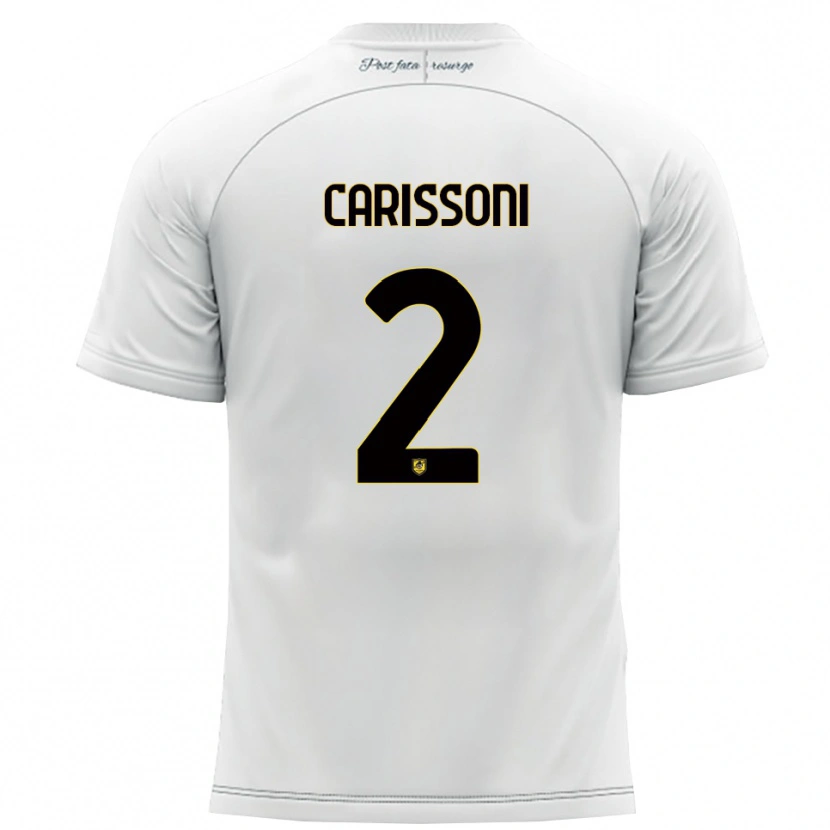 Danxen Bambino Maglia Lorenzo Carissoni #2 Bianco Giallo Kit Gara Away 2025/26 Maglietta