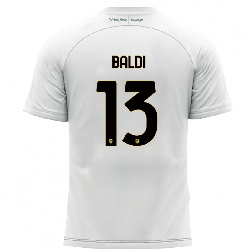 Danxen Bambino Maglia Matteo Baldi #13 Bianco Giallo Kit Gara Away 2025/26 Maglietta