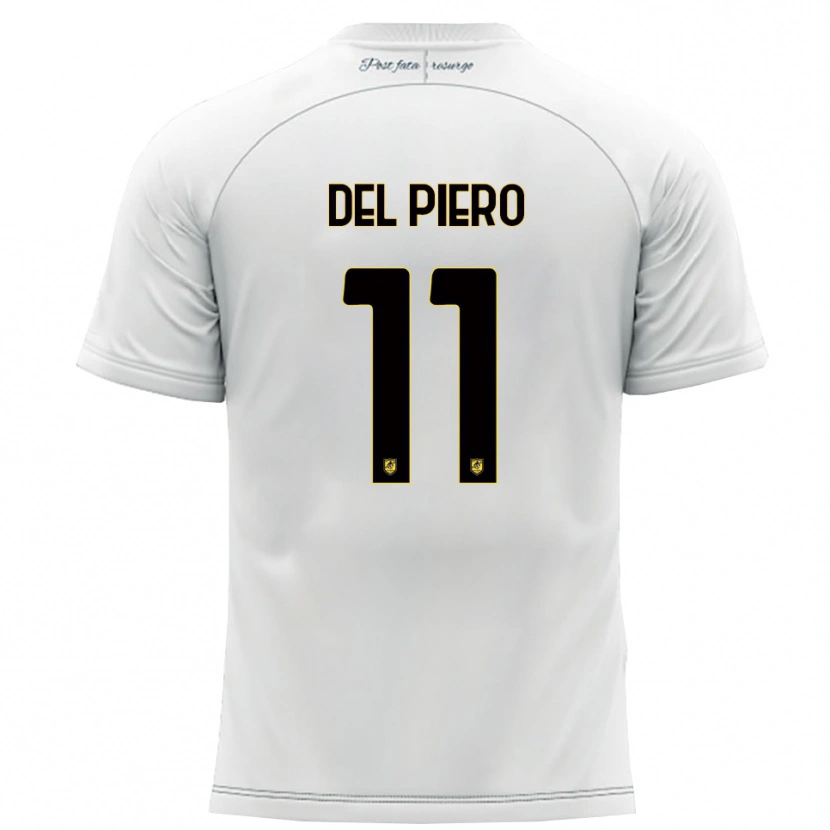 Danxen Bambino Maglia Lorenzo Del Piero #11 Bianco Giallo Kit Gara Away 2025/26 Maglietta