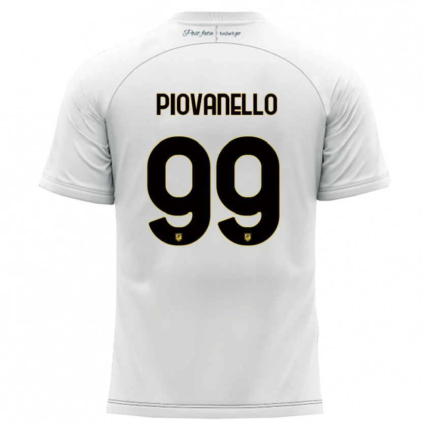 Danxen Bambino Maglia Enrico Piovanello #99 Bianco Giallo Kit Gara Away 2025/26 Maglietta