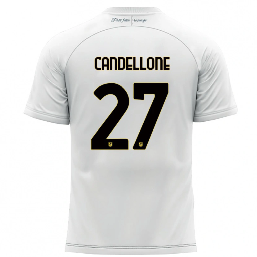 Danxen Bambino Maglia Leonardo Candellone #27 Bianco Giallo Kit Gara Away 2025/26 Maglietta