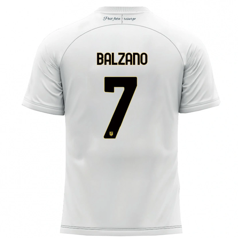 Danxen Bambino Maglia Francesco Balzano #7 Bianco Giallo Kit Gara Away 2025/26 Maglietta