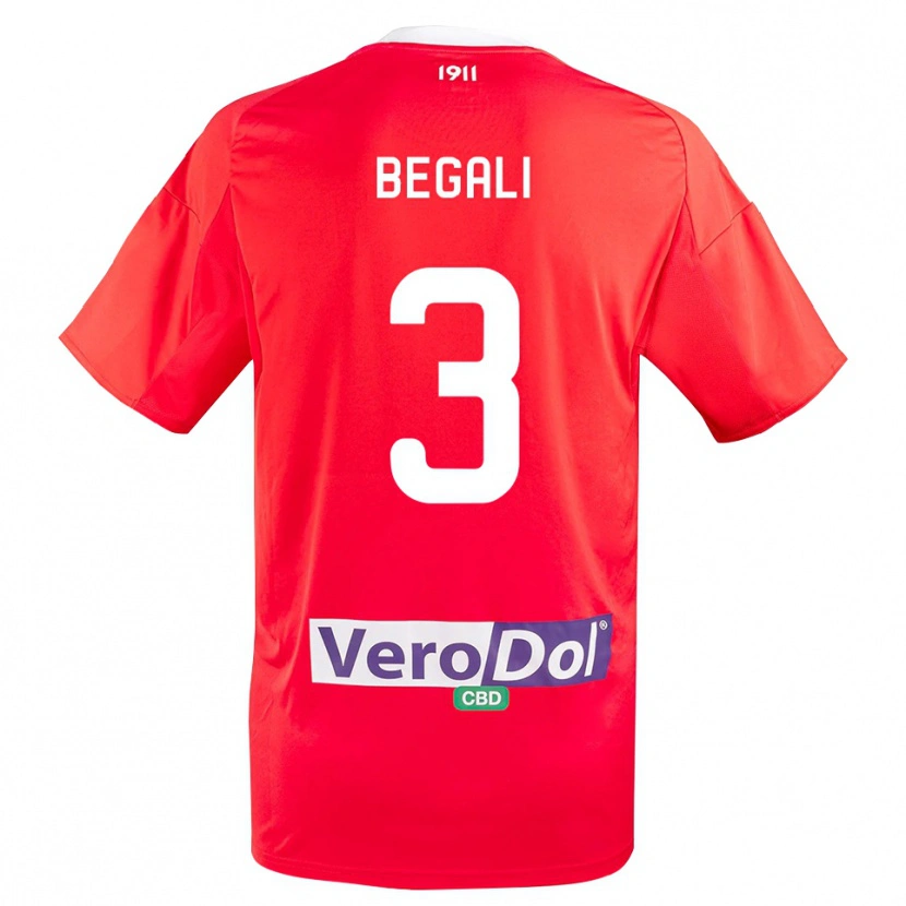Danxen Bambino Maglia Pietro Begali #3 Rosso Bianco Kit Gara Away 2025/26 Maglietta