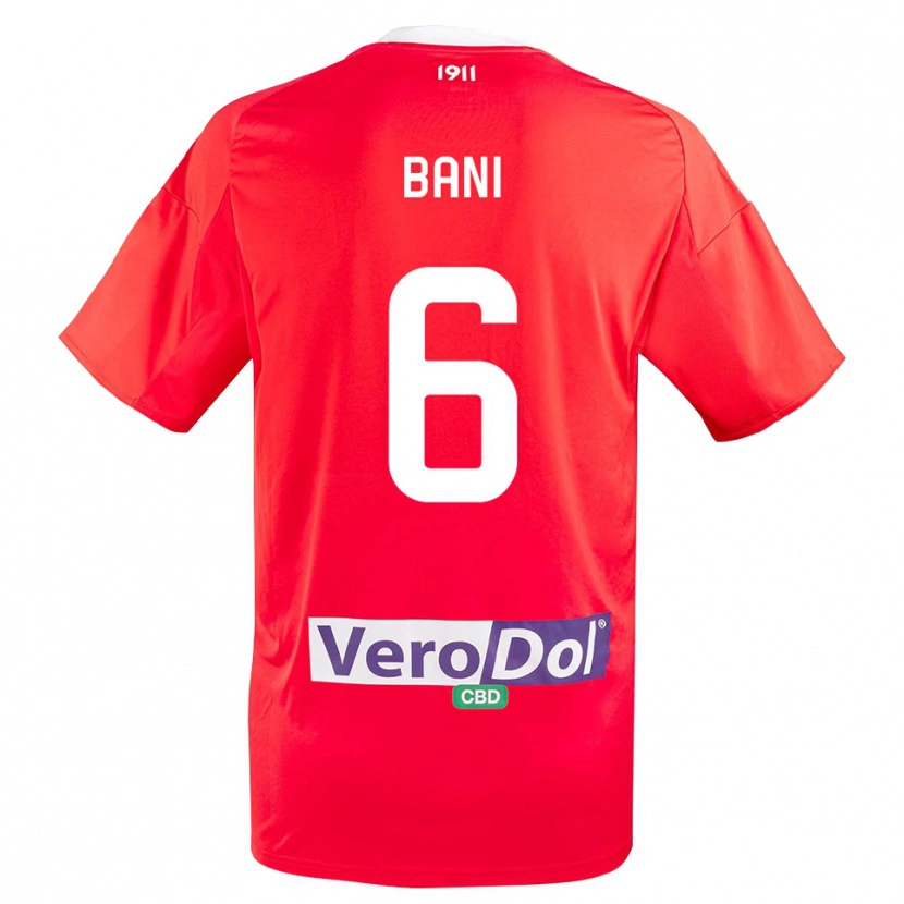 Danxen Bambino Maglia Cristiano Bani #6 Rosso Bianco Kit Gara Away 2025/26 Maglietta