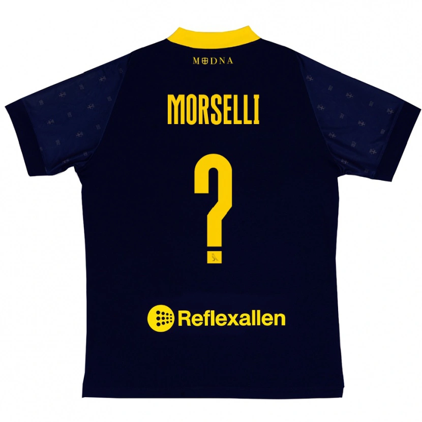 Danxen Bambino Maglia Gabriele Morselli #0 Navy Giallo Kit Gara Away 2025/26 Maglietta
