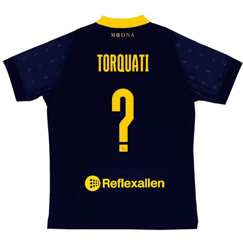 Danxen Bambino Maglia Alessandro Torquati #0 Navy Giallo Kit Gara Away 2025/26 Maglietta
