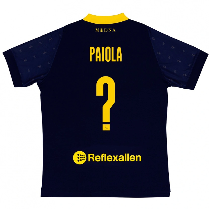 Danxen Bambino Maglia Andrea Paiola #0 Navy Giallo Kit Gara Away 2025/26 Maglietta