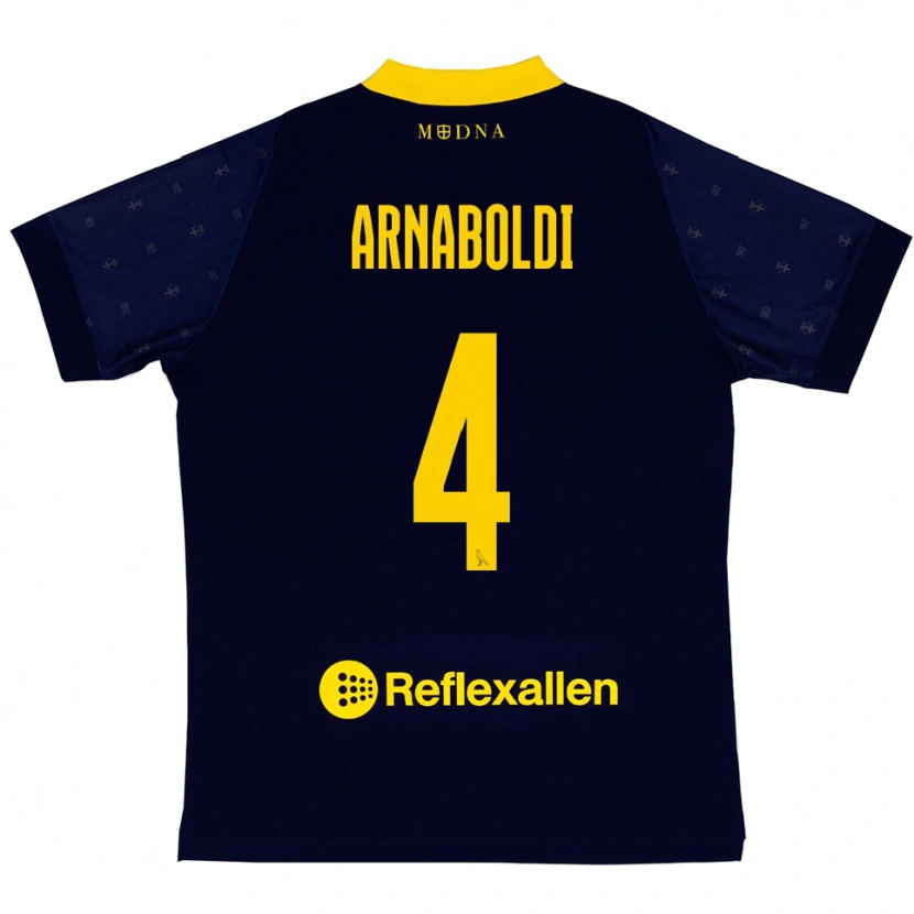 Danxen Bambino Maglia Pietro Arnaboldi #4 Navy Giallo Kit Gara Away 2025/26 Maglietta