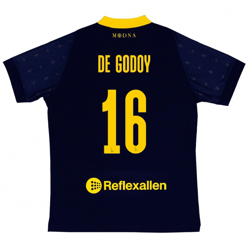 Danxen Bambino Maglia Patrick Pîrv De Godoy #16 Navy Giallo Kit Gara Away 2025/26 Maglietta