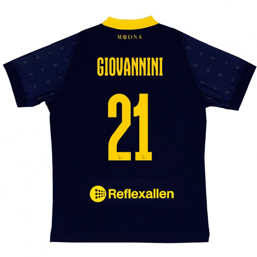 Danxen Bambino Maglia Romeo Giovannini #21 Navy Giallo Kit Gara Away 2025/26 Maglietta