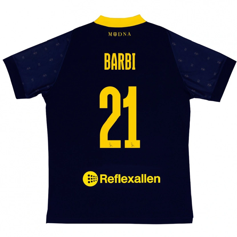 Danxen Bambino Maglia Edoardo Barbi #21 Navy Giallo Kit Gara Away 2025/26 Maglietta