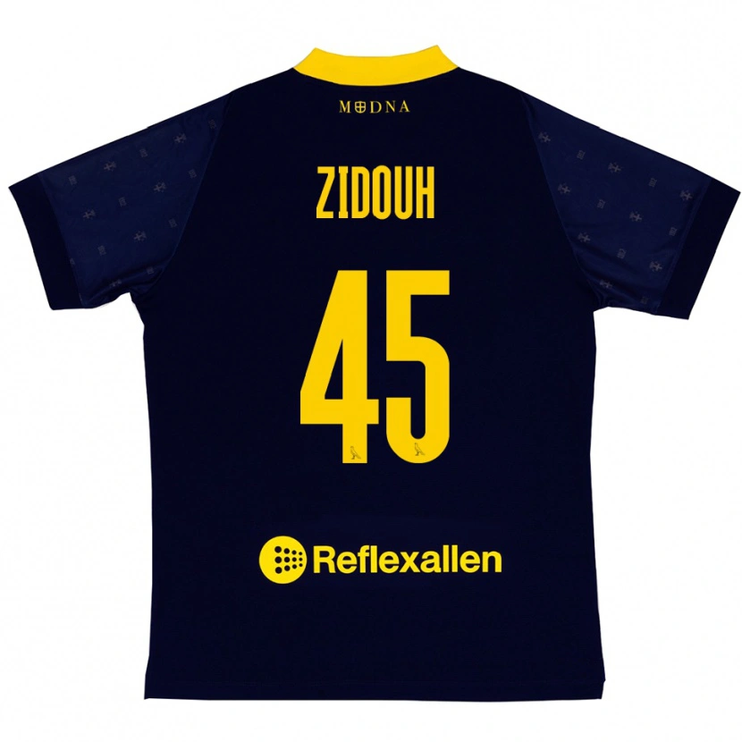 Danxen Bambino Maglia Taha Zidouh #45 Navy Giallo Kit Gara Away 2025/26 Maglietta