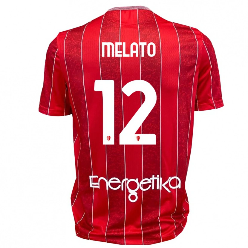 Danxen Bambino Maglia Emanuele Melato #12 Rosso Bianco Kit Gara Away 2025/26 Maglietta