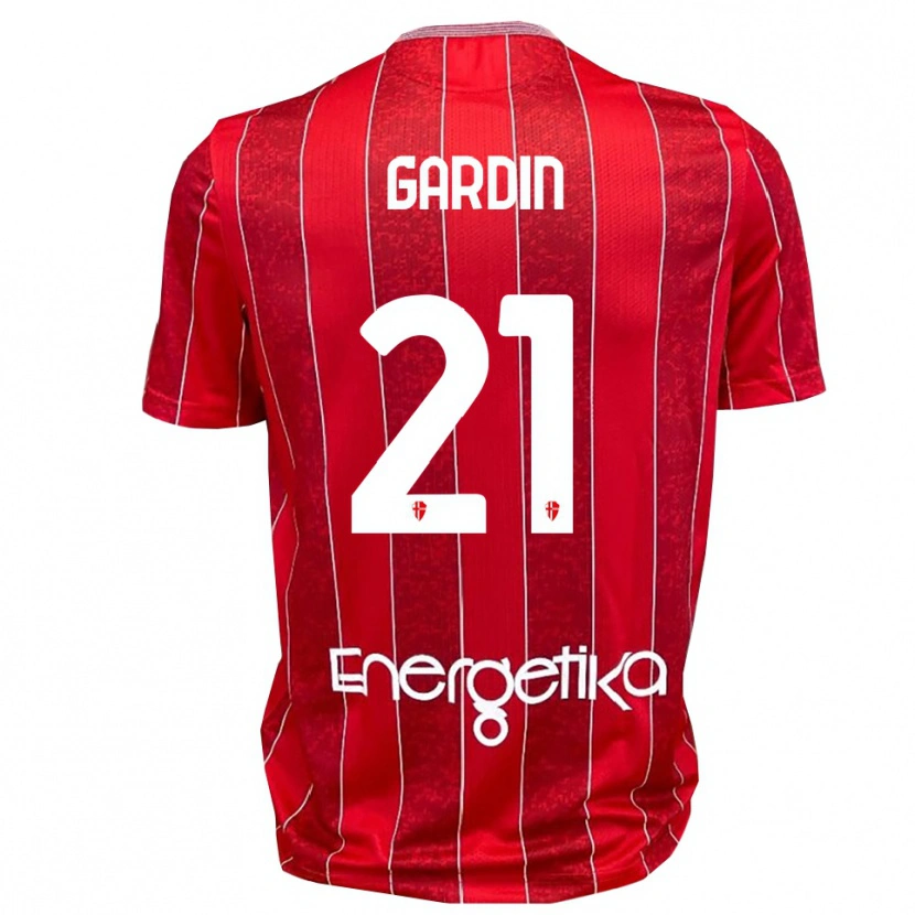 Danxen Bambino Maglia Mattia Gardin #21 Rosso Bianco Kit Gara Away 2025/26 Maglietta
