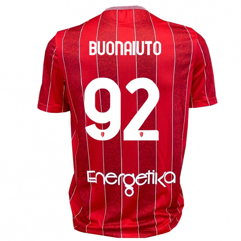 Danxen Bambino Maglia Cristian Buonaiuto #92 Rosso Bianco Kit Gara Away 2025/26 Maglietta