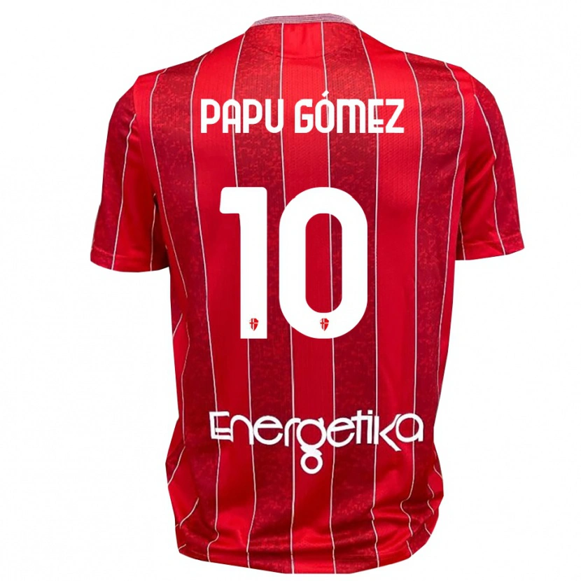 Danxen Bambino Maglia Papu Gómez #10 Rosso Bianco Kit Gara Away 2025/26 Maglietta