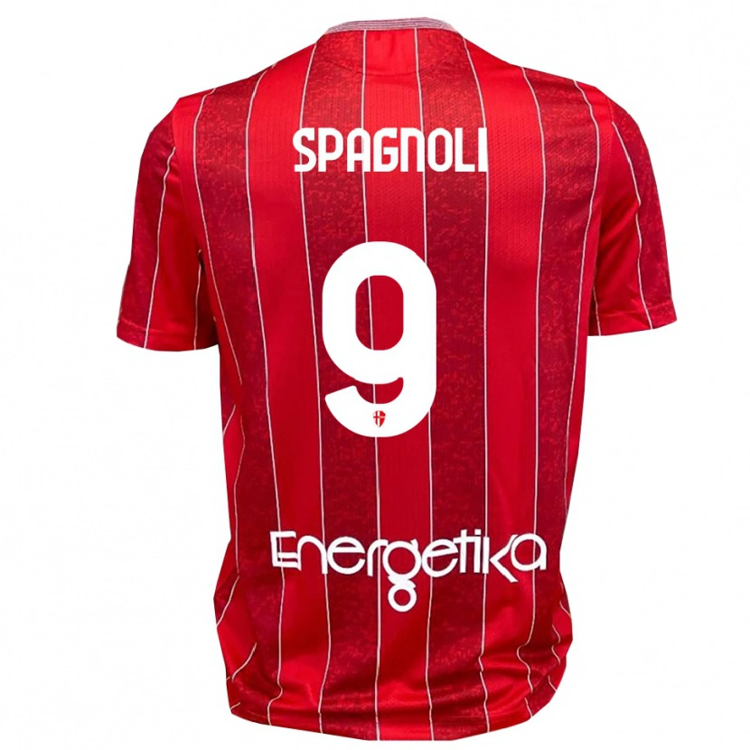 Danxen Bambino Maglia Alberto Spagnoli #9 Rosso Bianco Kit Gara Away 2025/26 Maglietta