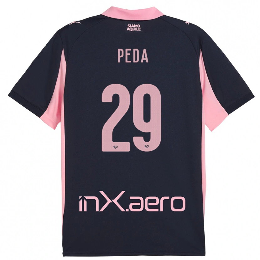Danxen Bambino Maglia Patryk Peda #29 Navy Rosa Kit Gara Away 2025/26 Maglietta