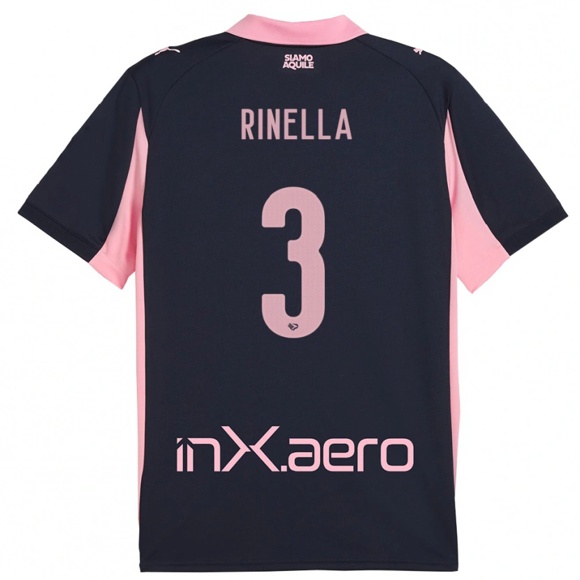 Danxen Bambino Maglia Alessandro Rinella #3 Navy Rosa Kit Gara Away 2025/26 Maglietta