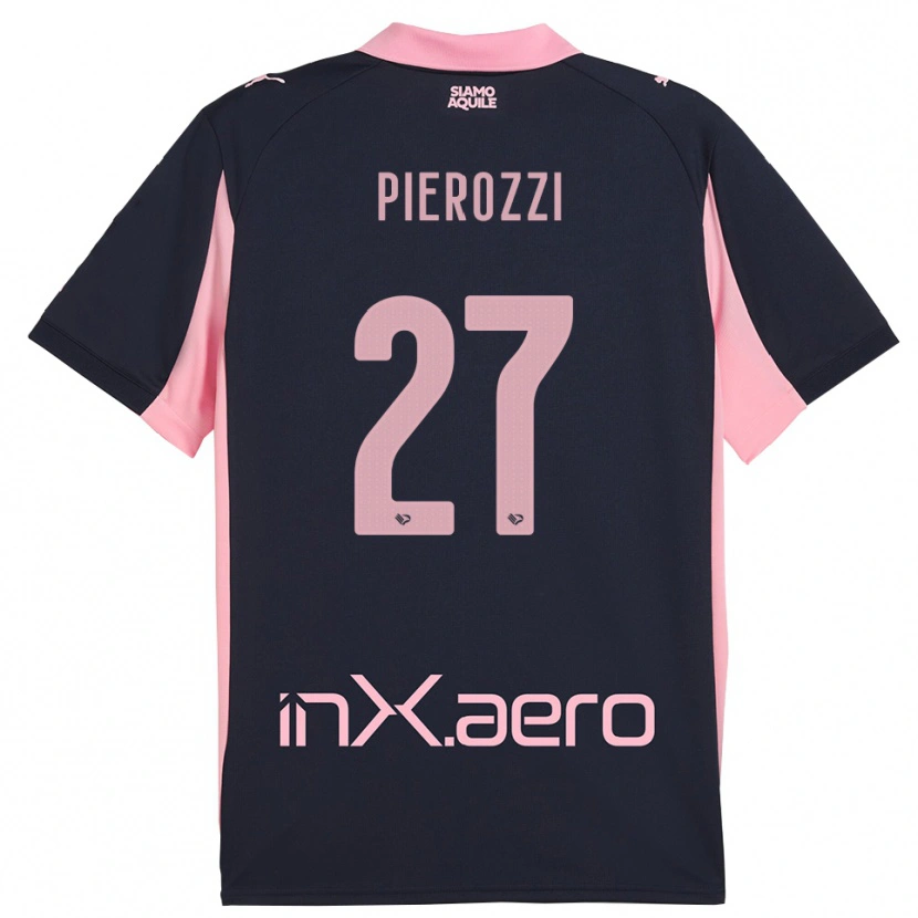Danxen Bambino Maglia Niccolò Pierozzi #27 Navy Rosa Kit Gara Away 2025/26 Maglietta