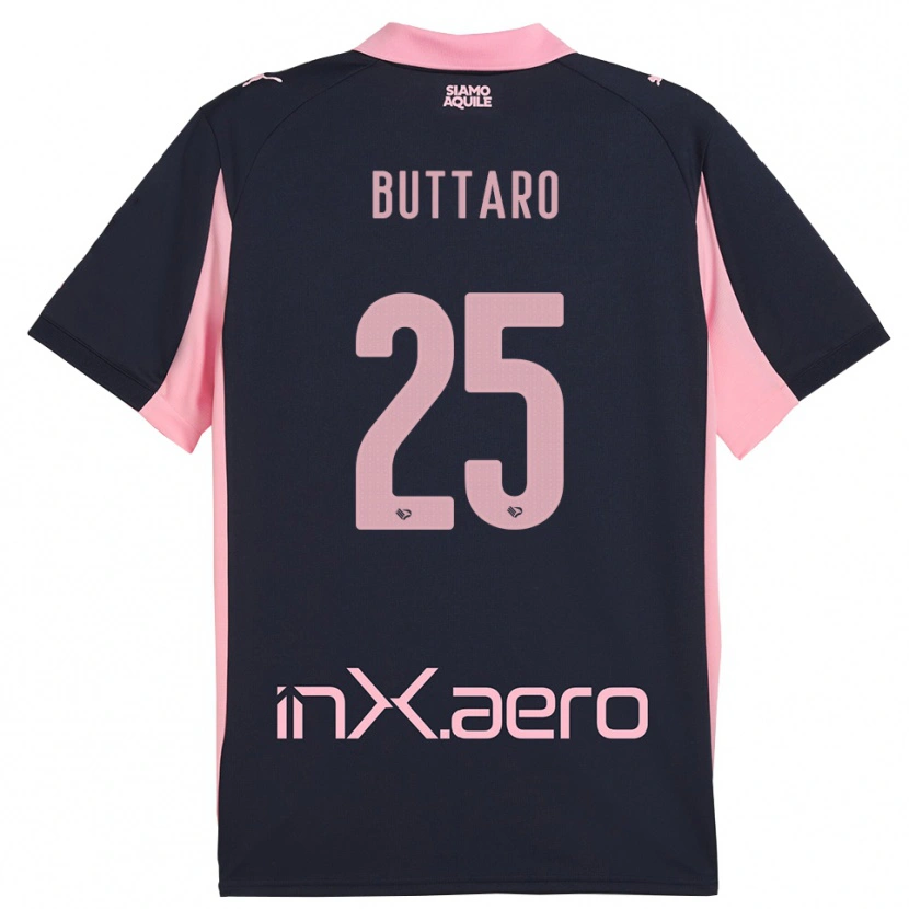 Danxen Bambino Maglia Alessio Buttaro #25 Navy Rosa Kit Gara Away 2025/26 Maglietta