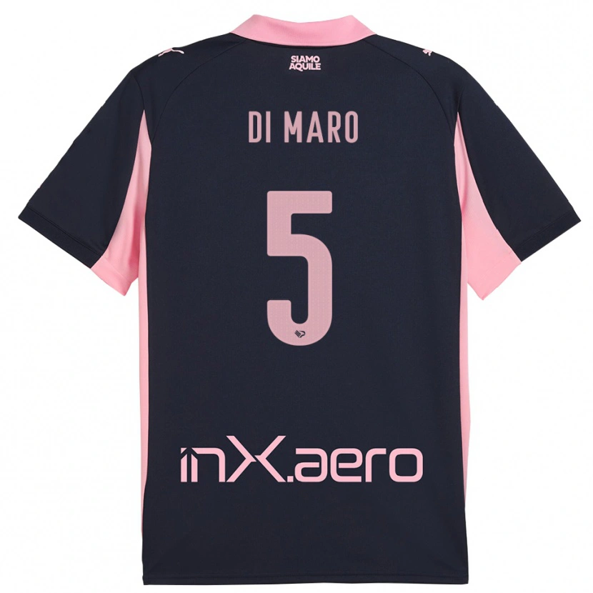 Danxen Bambino Maglia Filippo Di Maro #5 Navy Rosa Kit Gara Away 2025/26 Maglietta