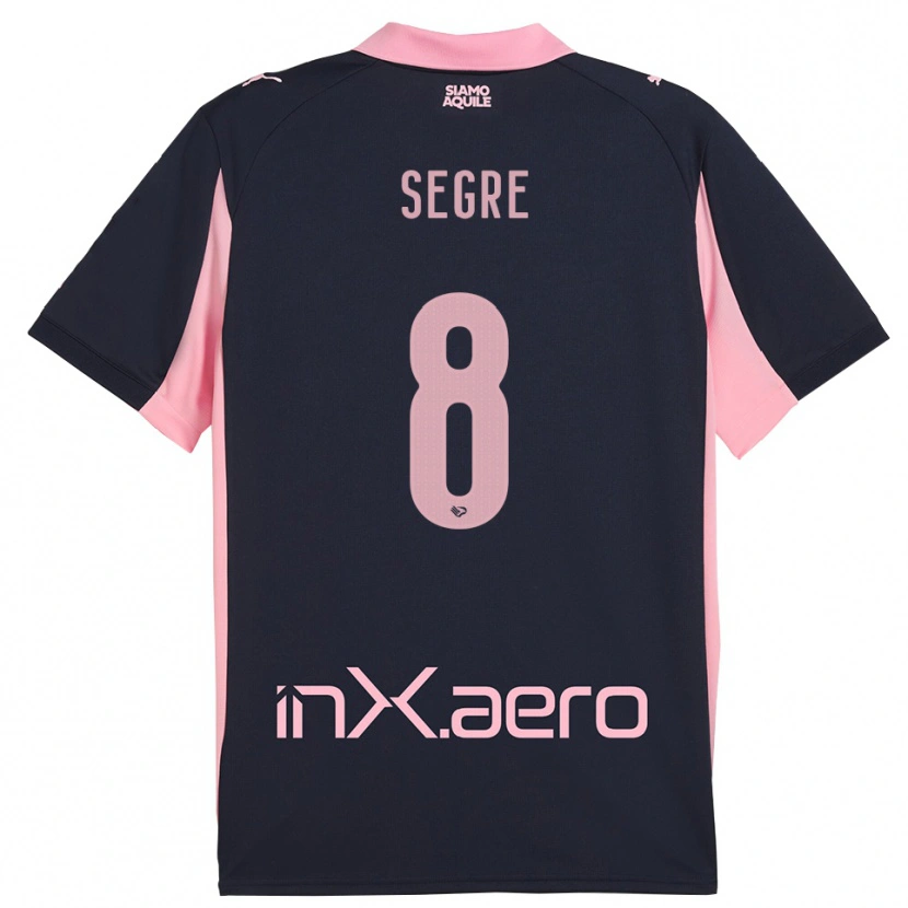 Danxen Bambino Maglia Jacopo Segre #8 Navy Rosa Kit Gara Away 2025/26 Maglietta