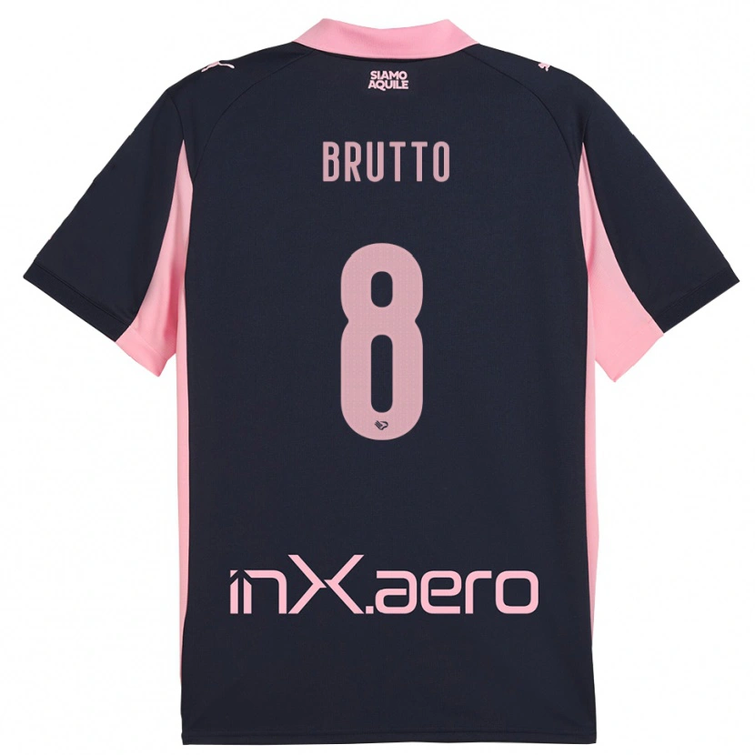 Danxen Bambino Maglia Valerio Brutto #8 Navy Rosa Kit Gara Away 2025/26 Maglietta