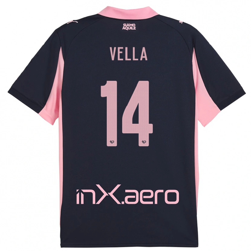 Danxen Bambino Maglia Andreas Vella #14 Navy Rosa Kit Gara Away 2025/26 Maglietta