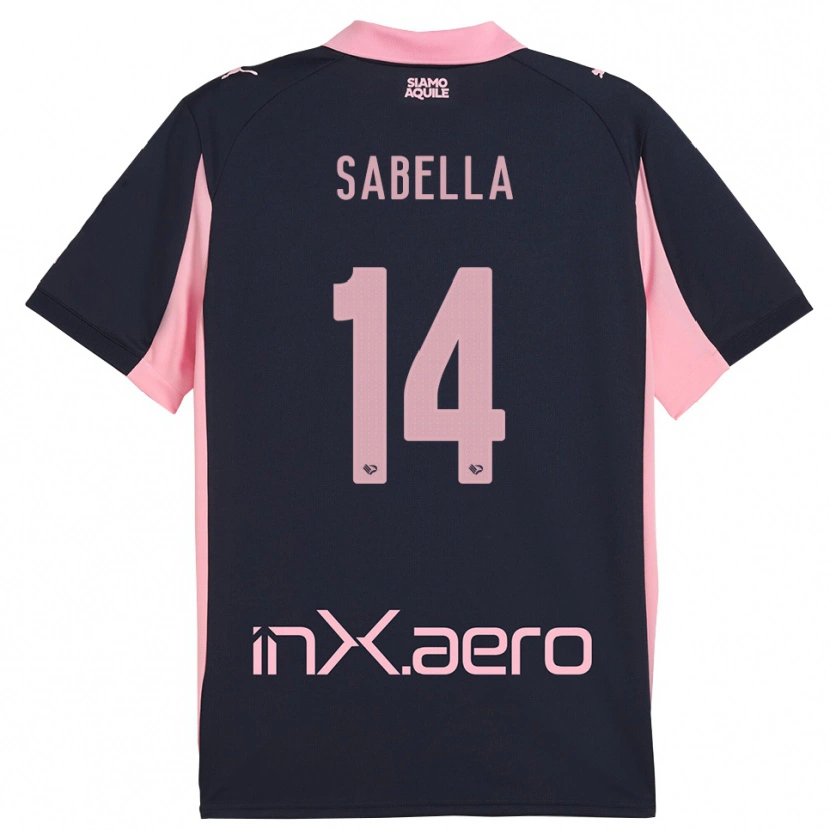 Danxen Bambino Maglia Alberto Sabella #14 Navy Rosa Kit Gara Away 2025/26 Maglietta