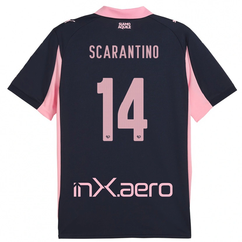 Danxen Bambino Maglia Giorgio Scarantino #14 Navy Rosa Kit Gara Away 2025/26 Maglietta