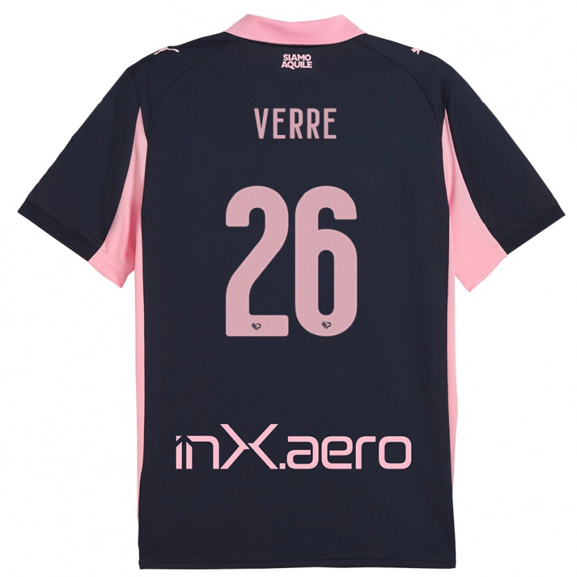 Danxen Bambino Maglia Valerio Verre #26 Navy Rosa Kit Gara Away 2025/26 Maglietta