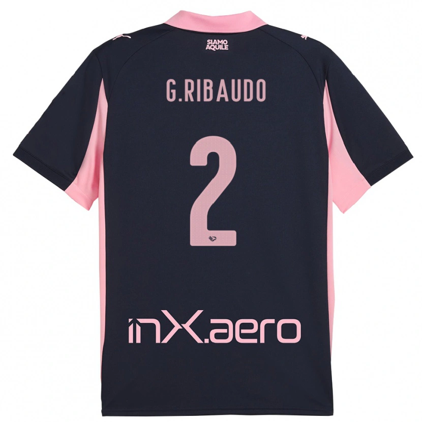 Danxen Bambino Maglia Giorgio Ribaudo #2 Navy Rosa Kit Gara Away 2025/26 Maglietta