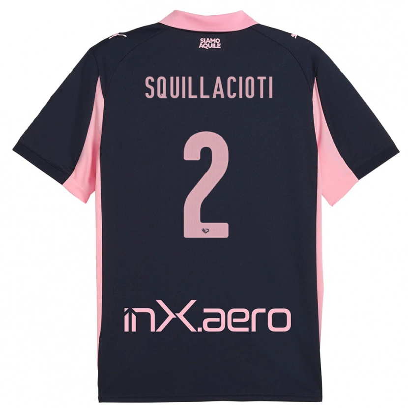 Danxen Bambino Maglia Salvatore Squillacioti #2 Navy Rosa Kit Gara Away 2025/26 Maglietta