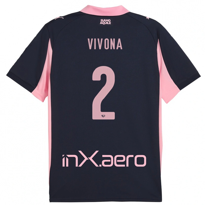 Danxen Bambino Maglia Samuele Vivona #2 Navy Rosa Kit Gara Away 2025/26 Maglietta