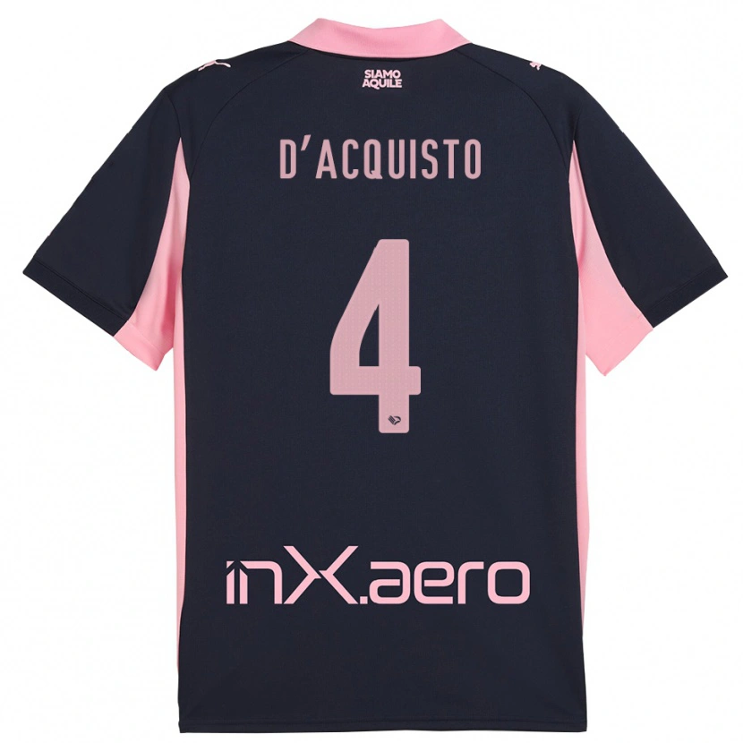 Danxen Bambino Maglia Giovanni D'acquisto #4 Navy Rosa Kit Gara Away 2025/26 Maglietta