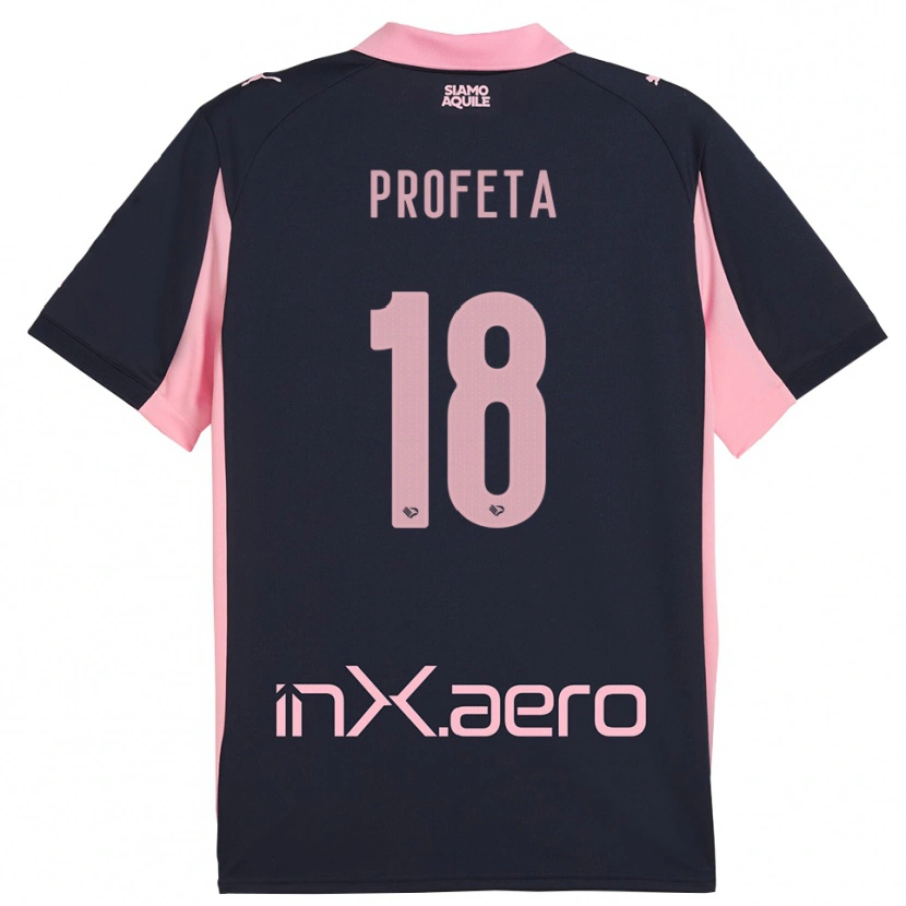 Danxen Bambino Maglia Andrea Profeta #18 Navy Rosa Kit Gara Away 2025/26 Maglietta