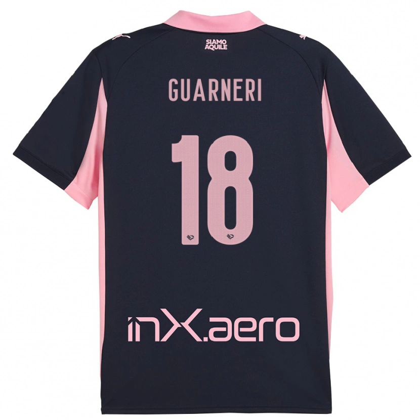 Danxen Bambino Maglia Davide Guarneri #18 Navy Rosa Kit Gara Away 2025/26 Maglietta