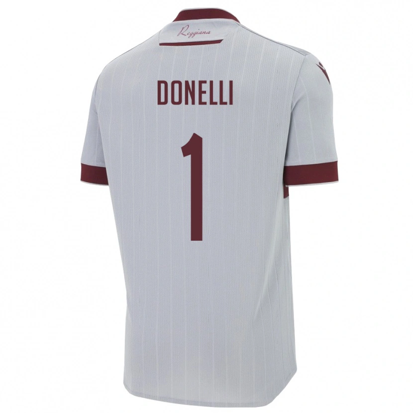 Danxen Bambino Maglia Matteo Donelli #1 Borgogna Bianco Kit Gara Away 2025/26 Maglietta