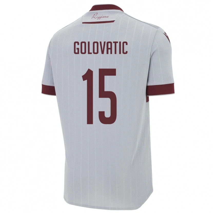 Danxen Bambino Maglia Daniel Golovatic #15 Borgogna Bianco Kit Gara Away 2025/26 Maglietta